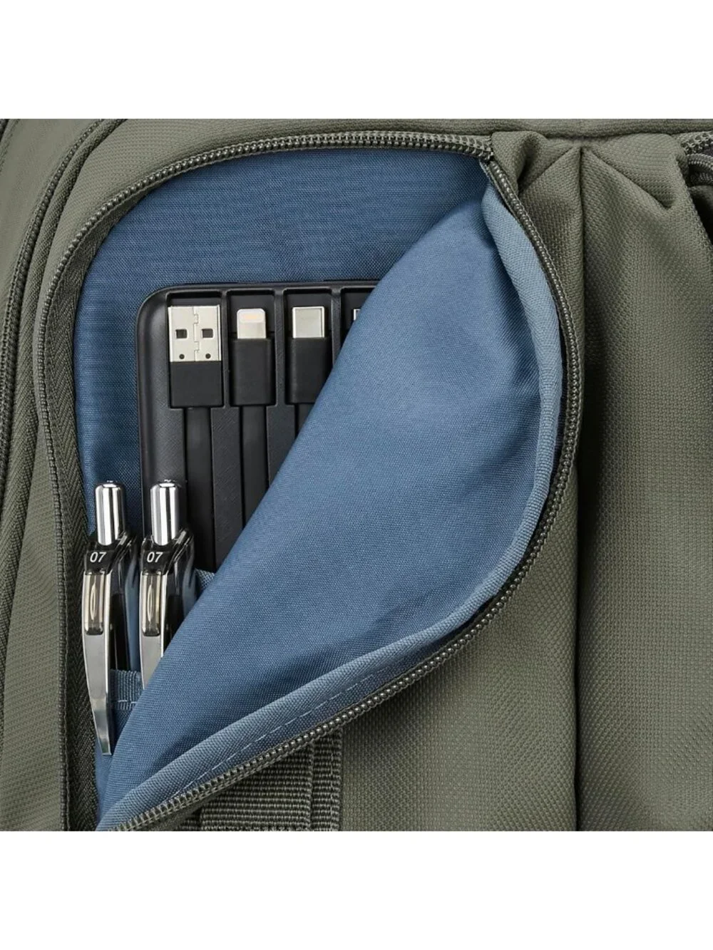 Stylish Olive Green Backpack with Multiple Pockets for Travel & School Use